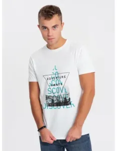 Pánské bavlněné tričko s potiskem V1 OM-TSPT-0165 bílé