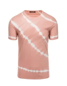 Pánské bavlněné tričko TIE DYE růžové V2 S1622