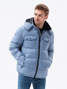 Ombre Clothing Originální světle modrá zimní bunda C518