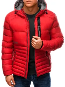 Ombre Clothing Prošívaná bunda v červené barvě C372