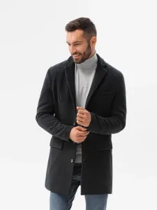 Ombre Clothing Elegantní černý pánský kabát C432
