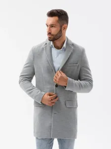 Ombre Clothing Elegantní šedý pánský kabát C432