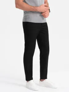 Ombre Clothing Pánské černé kalhoty klasického střihu se vzorem V5 PACP-0187 #5824001