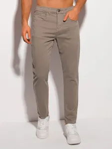 Ombre Clothing Tmavě béžové chinos kalhoty P1059