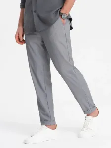 Ombre Clothing Trendy šedé chinos kalhoty s elastickým pasem V2 PACP-0157 #5823899