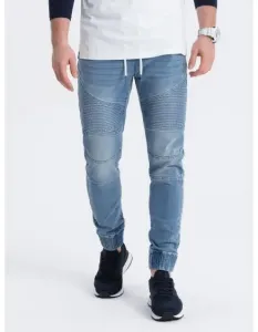Pánské džínové kalhoty JOGGER FIT s prošíváním modré