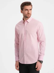Ombre Clothing Bavlněná růžová košile v jednoduchém provedení V2 SHOS-0154 #5823734
