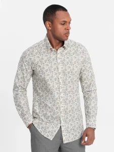 Ombre Clothing Béžová košile s květinovým vzorem V2 SHPS-0139 #5948276