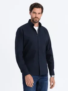 Ombre Clothing Elegantní tmavě modrá košile oxford V5 OM0108