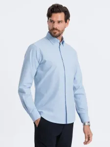 Ombre Clothing Elegantní světle modrá košile oxford V2 OM0114