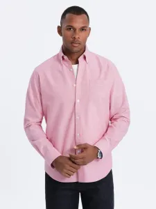 Ombre Clothing Elegantní růžová košile oxford V3 OM0108 #5479992