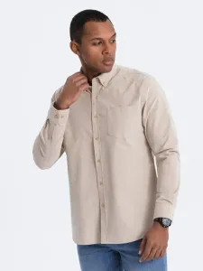 Ombre Clothing Ležérní béžová košile s kapsou V1 SHOS-0153