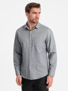 Ombre Clothing Ležérní šedá melírovaná košile s kapsou V3 SHCS-0148 #5823778