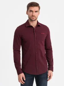 Ombre Clothing Módní bordó košile s nášivkou V3 SHCS-0138 #5948256