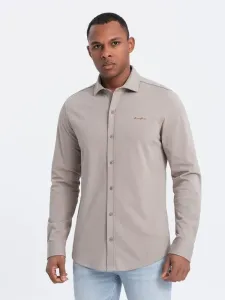 Ombre Clothing Módní popelavá košile s nášivkou V5 SHCS-0138 #5948261