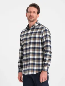 Ombre Clothing Trendy flanelová károvaná hnědo granátová košile V1 SHCS-0157 #5823815