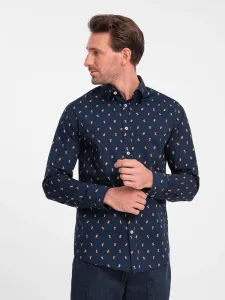 Ombre Clothing Zajímavá granátová košile s trendy vzorem V3 SHCS-0151