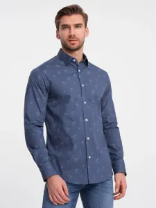 Ombre Clothing Zajímavá tmavě modrá košile s trendy letním vzorem V5 SHCS-0156 #5823796