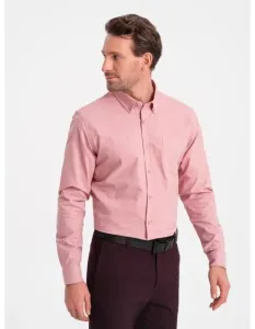 Pánská bavlněná košile REGILAR FIT s kapsou V3 OM-SHOS-0153 růžová