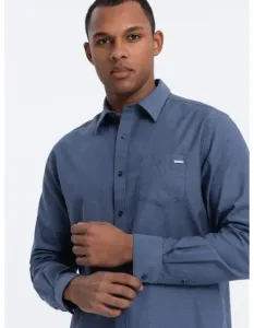 Pánská bavlněná košile s kapsou REGULAR FIT V3 OM-SHCS-0147 modrá