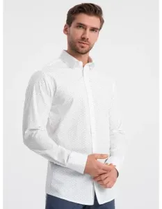 Pánská bavlněná košile SLIM FIT s mikro vzorem bílá