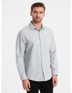 Pánská košile s kapsami REGULAR FIT V2 OM-SHCS-0148 světle šedá melanžová