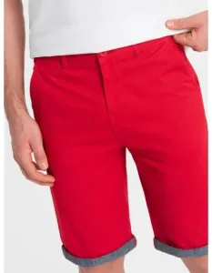 Pánské chinos šortky s džínovým lemem červené V1 W421