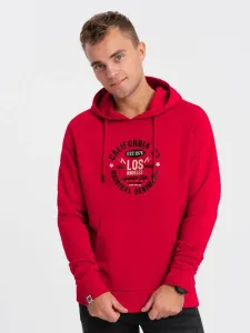 Ombre Clothing Jedinečná červená mikina s nápisem V2 SSPS-0151