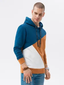Ombre Clothing Kamelová mikina s modrým kontrastem B1050 #5298322