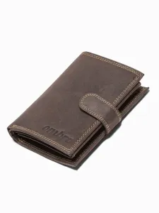 Ombre Clothing Hnědá vertikální kožená peněženka na patentku A091 #5297749