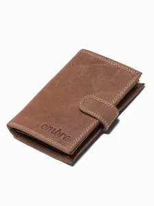 Ombre Clothing Světle hnědá vertikální kožená peněženka na patentku A091 #5361515