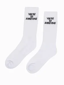 Buďchlap Bílé pánské ponožky s nápisem U152 #1925712