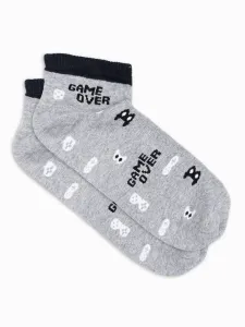 Buďchlap Veselé šedo-černé ponožky Game over U177 #4319696
