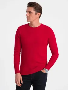 Ombre Clothing Klasický červený svetr s kulatým výstřihem V5 SWBS-0106