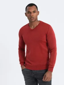 Ombre Clothing Pánský svetr s výstřihem do V v červené barvě V3 SWOS-0108 #5824214