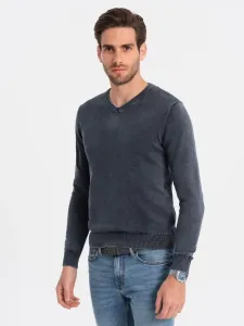 Ombre Clothing Pánský svetr s výstřihem do V v granátové barvě V2 SWOS-0108 #5824209