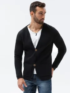 Ombre Clothing Zajímavý černý svetr na knoflíky E193