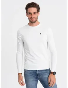 Pánské tričko s dlouhým rukávem bez potisku V1 OM-LSCL-0102 bílý