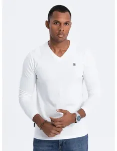 Pánské tričko s dlouhým rukávem V-NECK bílý