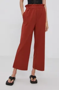 Kalhoty Only dámské, vínová barva, široké, high waist