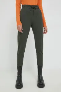 Kalhoty Only dámské, zelená barva, jednoduché, high waist