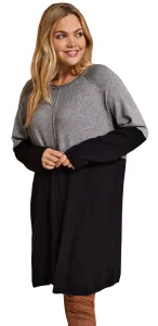 ONLY CARMAKOMA Dámské šaty CARLAURA Regular Fit 15183362 Medium Grey Melange W. BLACK STRIPE 5XL/6XL