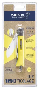 Opinel VR N°09 Inox DIY, kutilský nůž, žlutý, blistr 002138