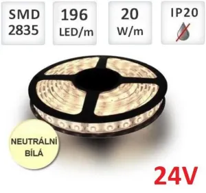 Optonica LED pásek 24V 5m 196ks 2835 20W/m,  Neutrální bílá