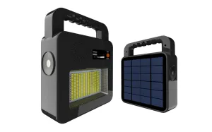 Optonica Přenosný solární reflektor s powerbankou a bluetooth reproduktorem černý 3.5 W CCT 3000K-6000K SKU228