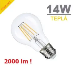 Optonica LED žárovka 14W 6xCOS Filament E27 2000lm TEPLÁ BÍLÁ