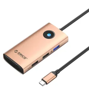 Dokovací stanice HUB 5v1 Orico USB-C, HDMI, 2xUSB (růžově zlatá)