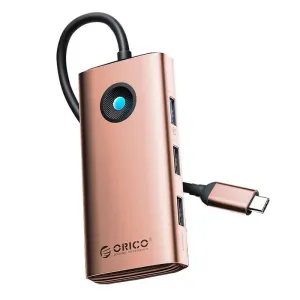 Dokovací stanice HUB 6v1 Orico USB-C, HDMI, 3xUSB (růžově zlatá)