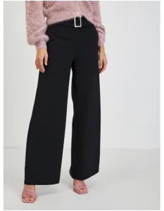 Černé dámské široké kalhoty s páskem