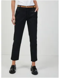Černé zkrácené chino kalhoty s páskem